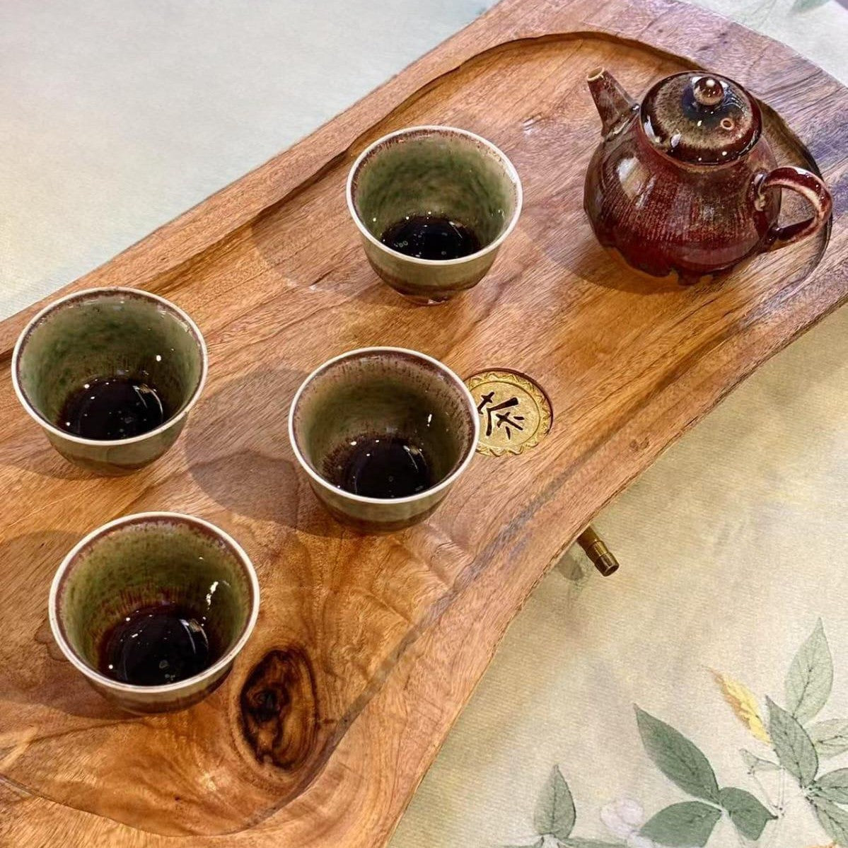 Beauty's Blush Kiln-Transmutation Glaze Teaware Set (Teapot with Four Tea Cups)