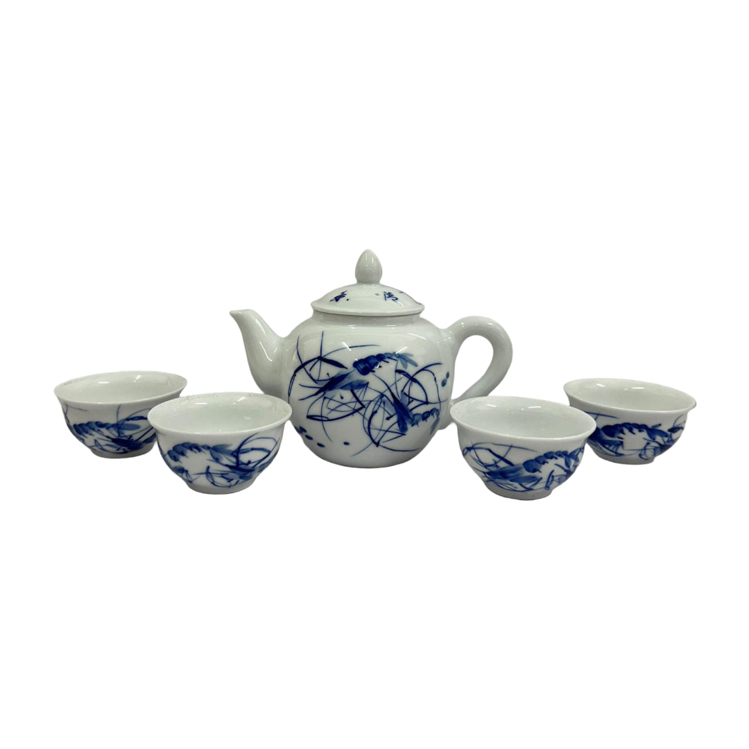 The Delight of Shrimp Teaware Set (Teapot with Four Tea Cups)