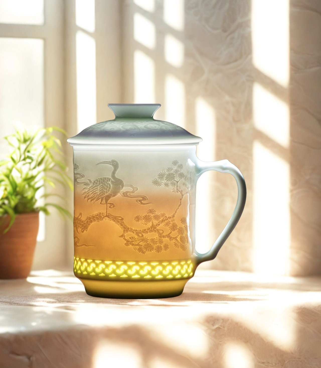 松鶴延年茶隔杯